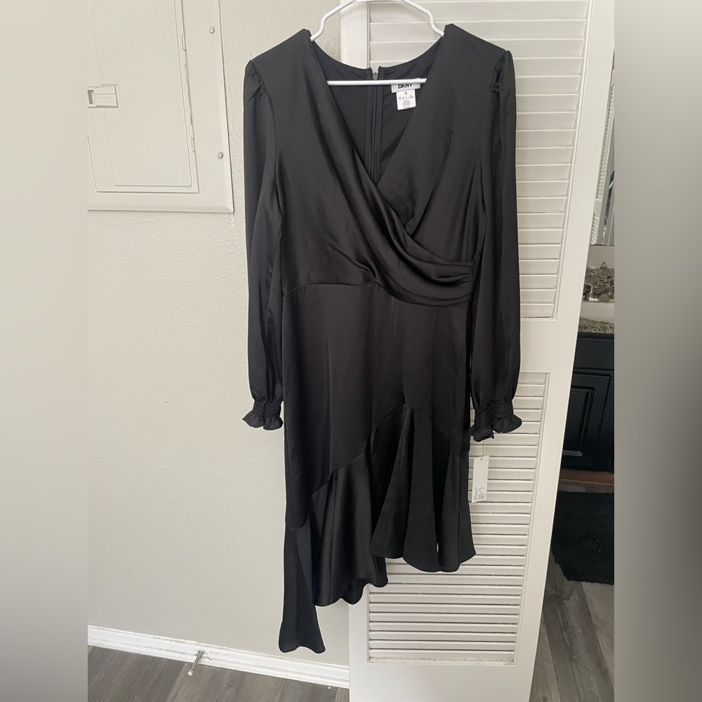 NWT DKNY Asymmetrical Black Dress SIZE 10